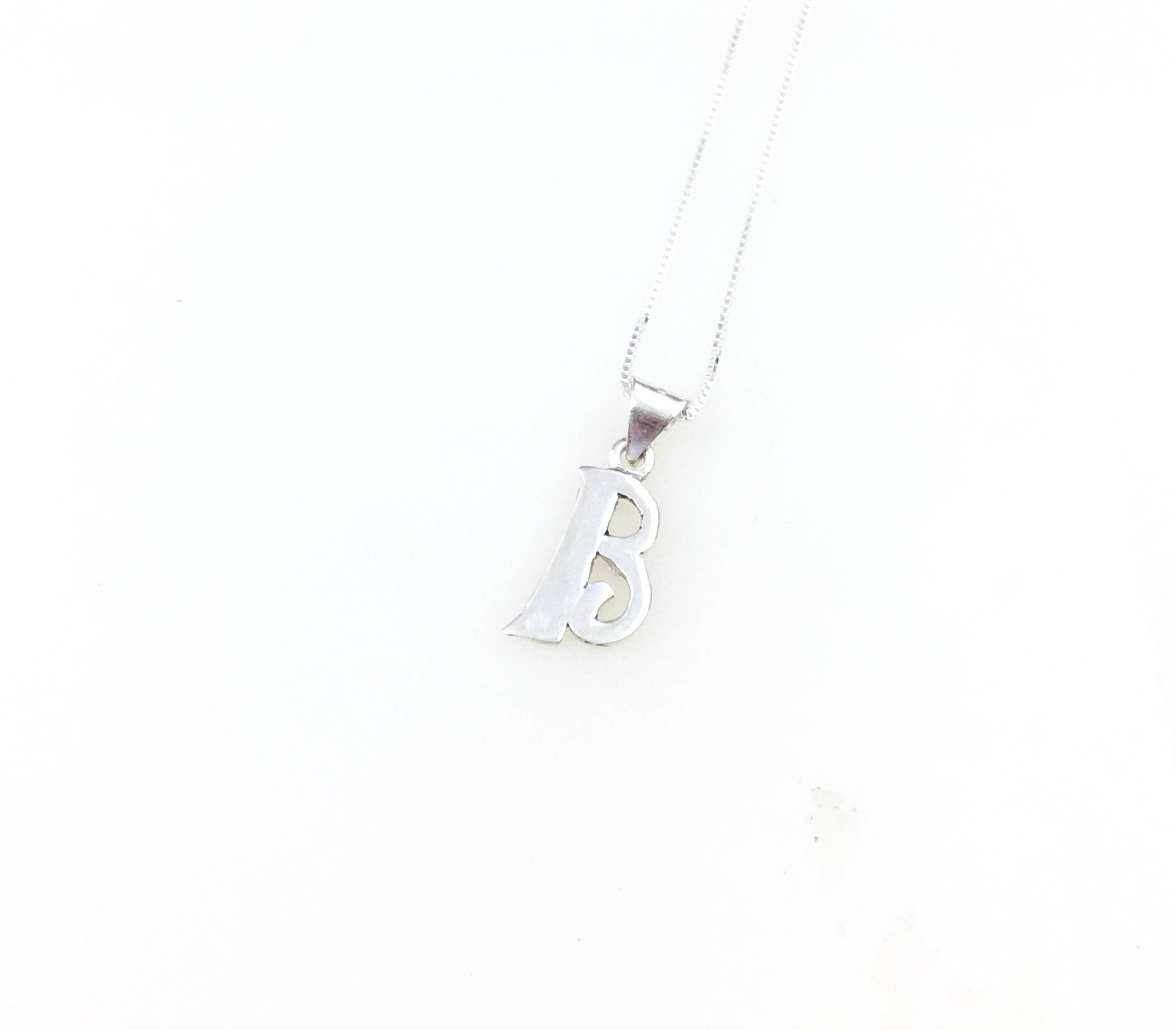 Pendentif Ancien En Argent Massif 925 - Lettre B - Style Art Déco / Art Nouveau
