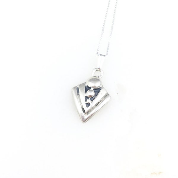 Vintage 925 Sterling Silver Geometric Modernist Pendant Necklace