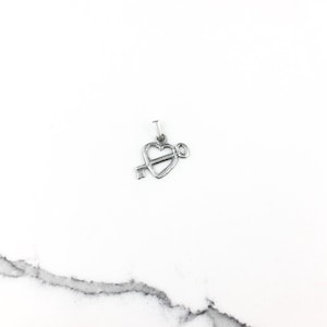 Vintage 925 Sterling Silver Key To My Heart Charm Pendant Necklace