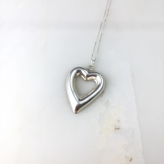 Vintage 925 Sterling Silver Modernist Mexico Taxco Heart Pendant