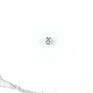 Vintage 925 Sterling Silver Initial Letter X European Bead Slide Charm