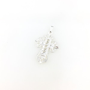 Vintage 925 Sterling Silver Filigree Cross Christian Religious Pendant Necklace