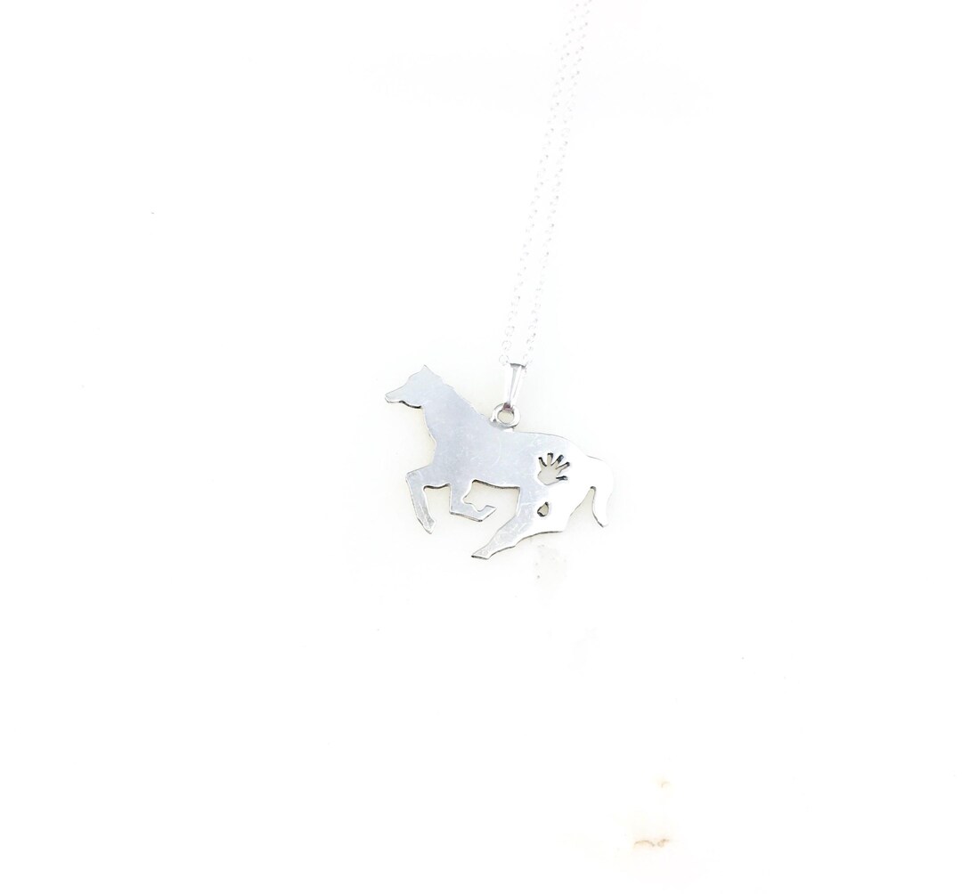 Horse Charm .925 Solid Sterling Silver 3D Pendant Equestrian Gift