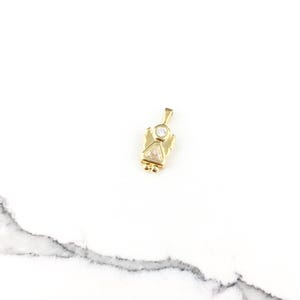 Vintage 925 Sterling Silver Gold Vermeil CZ Diamond Angel Religious Charm Pendant Necklace