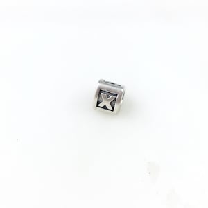 Vintage 925 Sterling Silver Pandora Initial Letter X European Bead Slide Charm