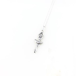 Vintage 925 Sterling Silver Ballerina Dancer Charm Pendant Necklace