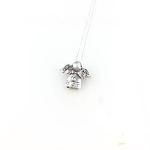 Vintage 925 Sterling Silver Angel Cherub Marcasite Religious Pendant Necklace