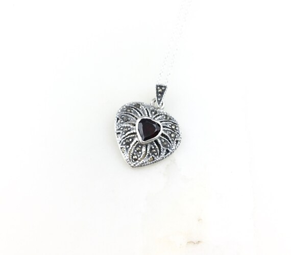 Collier Chaîne Cœur Porte-photos/parfum - Argent 925 Avec Marcassites, Occasion