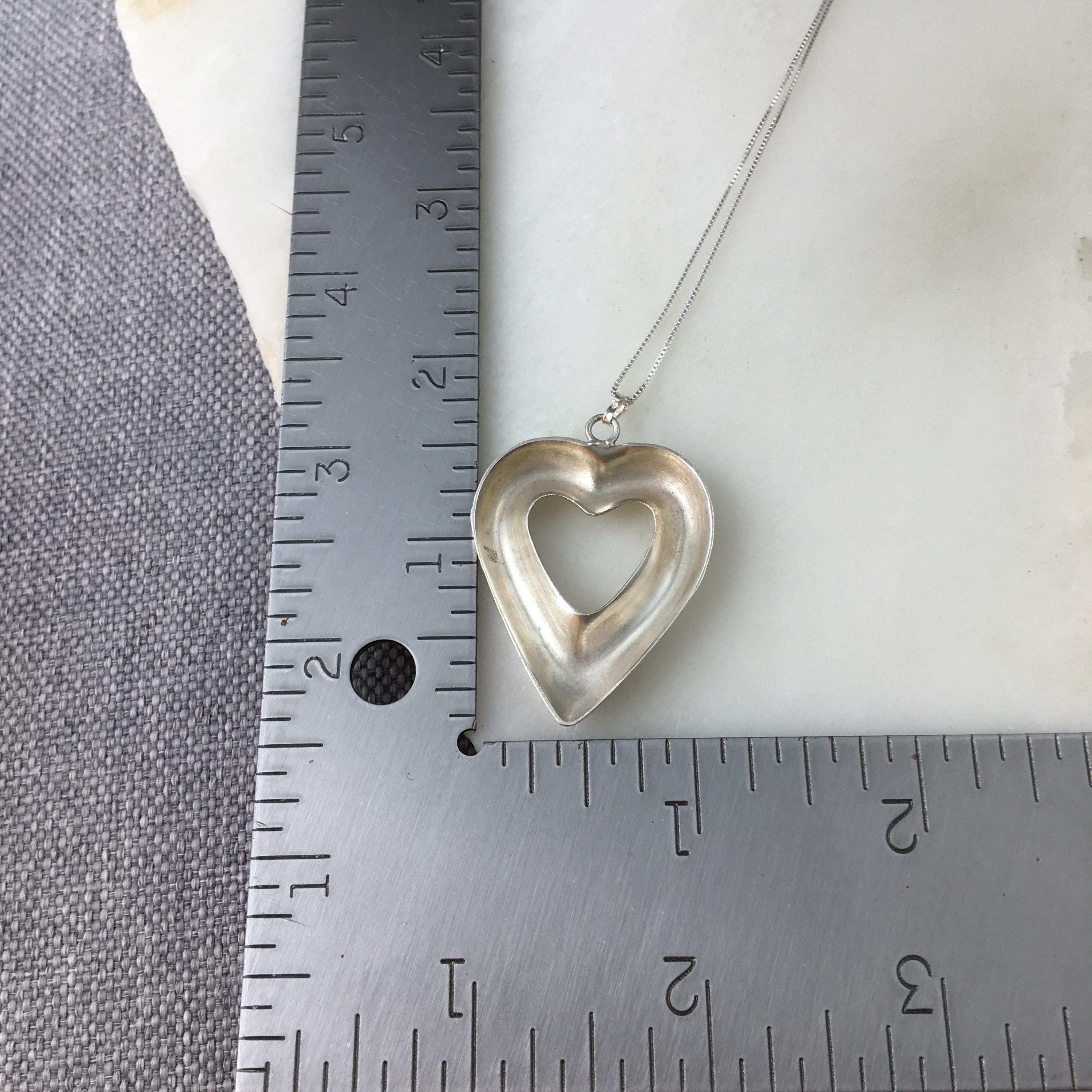アクセサリー Vintage mexican silver heart necklace Vintage 925 Sterling Silver Modernist Mexico Taxco Heart
