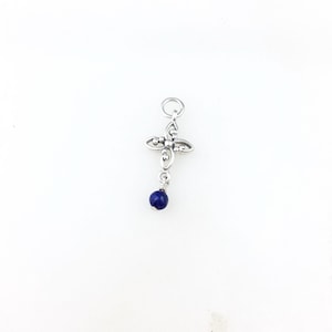 Vintage 925 Sterling Silver Blue Lapis Lazuli Gemstone Minimal Filigree Cross Charm Pendant Necklace