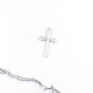 Vintage 925 Sterling Silver Religious Cross Pendant Necklace