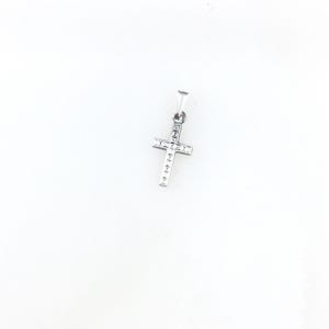 Vintage 925 Sterling Silver Etched Dainty Religious Cross Charm Pendant Necklace