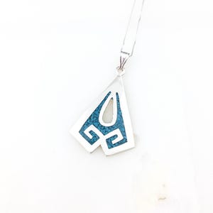 Jahrgang 925 Sterling Silber Mexiko Blau Türkis Anhänger Halskette