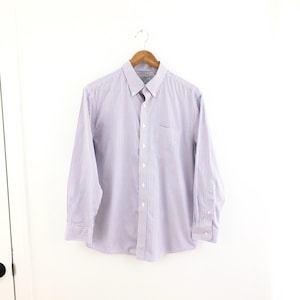 LL Bean Blue Red Checkered Cotton Long Sleeve Button Down Shirt Slightly Fitted Mens 16-32 Large