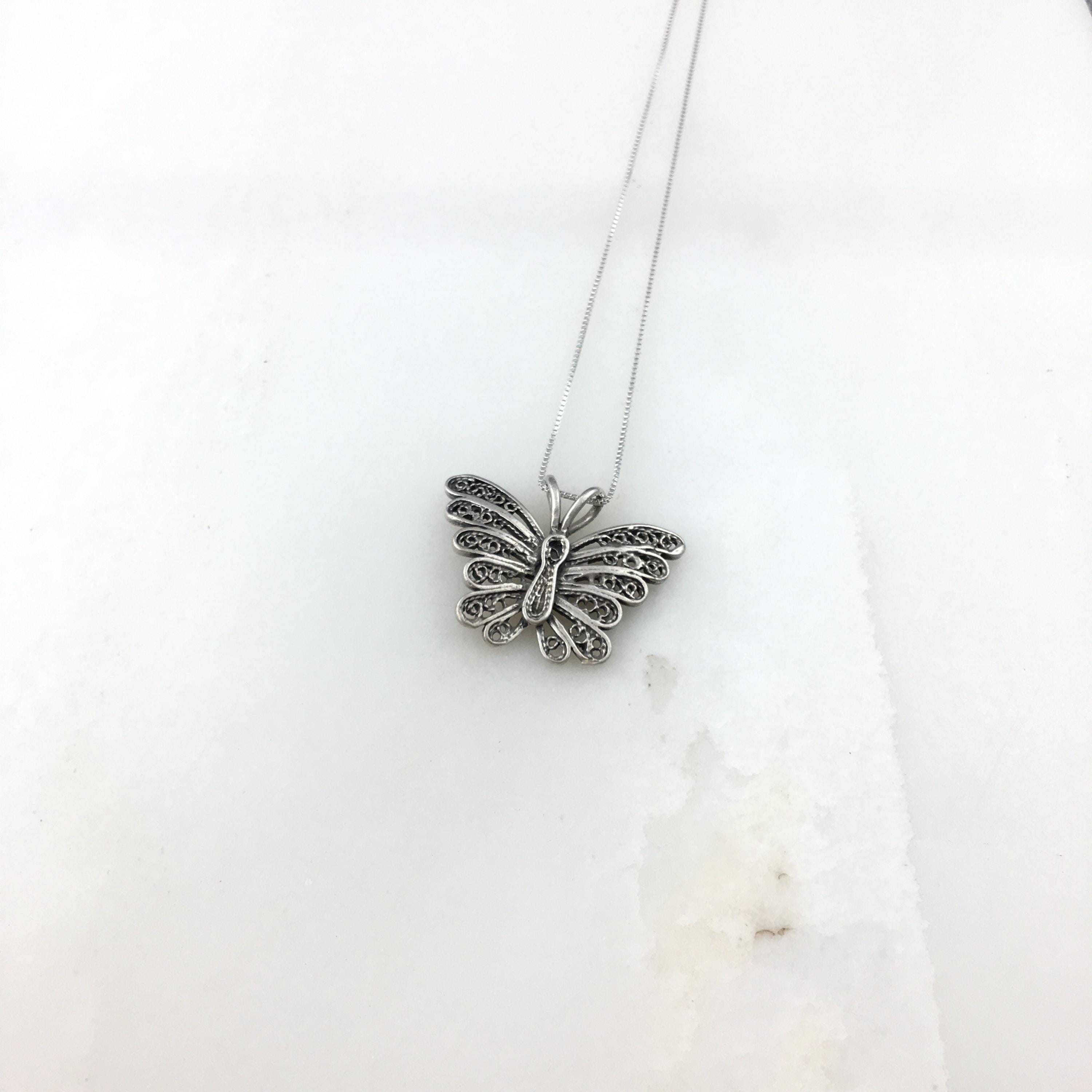 Solid Beat 「butterfly pendant」 silver925 Silver Butterfly Necklace, Sterling Silver Butterfly Pendant