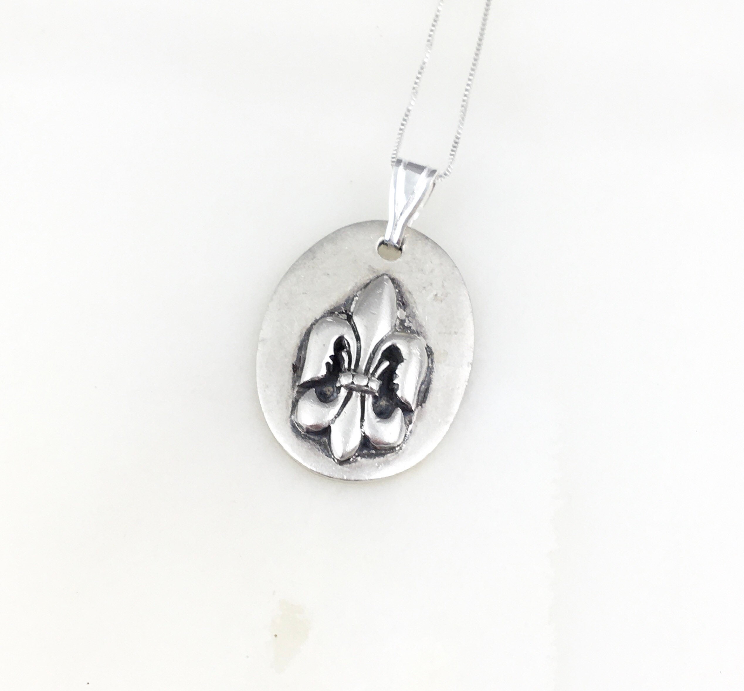 Vintage 925 Sterling Silver Fleur De Lis Pendant Necklace - Etsy