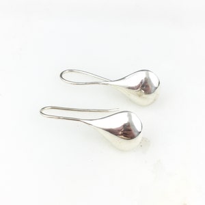 Vintage 925 Sterling Silver Minimal Puffy Teardrop Dangle Earrings