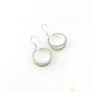 Orecchini pendenti a cerchio vintage in argento sterling 925, stile modernista messicano, in ottone