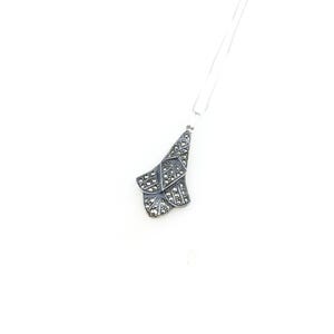 Vintage 925 Sterling Silver Judith Jack Marcasite Deco Minimal Pendant Necklace