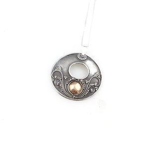 Vintage 925 Sterling Silver Bali Circle Pendant Necklace