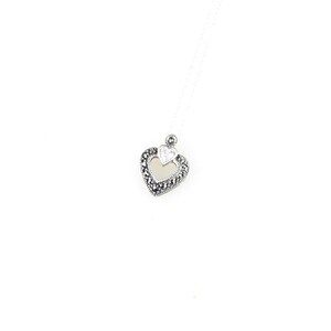 Vintage 925 Deco Sterling Silver Judith Jack Marcasite Heart Pendant Necklace