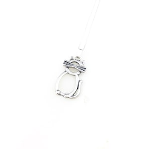Vintage 925 Sterling Silver Cat Charm Pendant Necklace