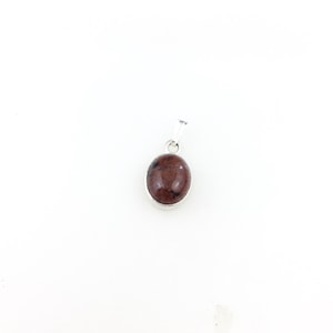 Vintage 925 Sterling Silver Mahogany Obsidian Gemstone Minimal Pendant Necklace