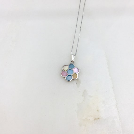 Vintage 925 Sterling Silver Pink Blue Yellow Moth… - image 2