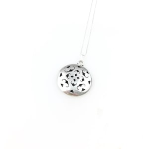 Vintage 925 Sterling Silver Mexico Filigree Circle Pendant Necklace