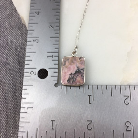 Vintage 925 Sterling Silver Pink Rhodochrosite Ge… - image 2