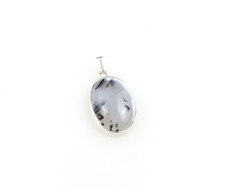 Vintage 925 Sterling Silver Dendritic Opal Pendant Necklace