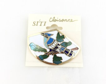Broche Fantaisie Cloisonnée En Forme D'oiseau (bird) - Couleur Violette, Alliage, Vintage