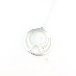 Vintage 925 Mexico Taxco Sterling Silver Modernist Pendant Necklace