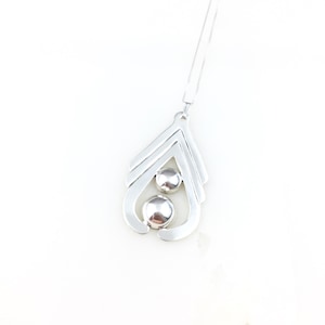 Vintage 925 Sterling Silver Mexico Taxco Modernist Pendant Necklace