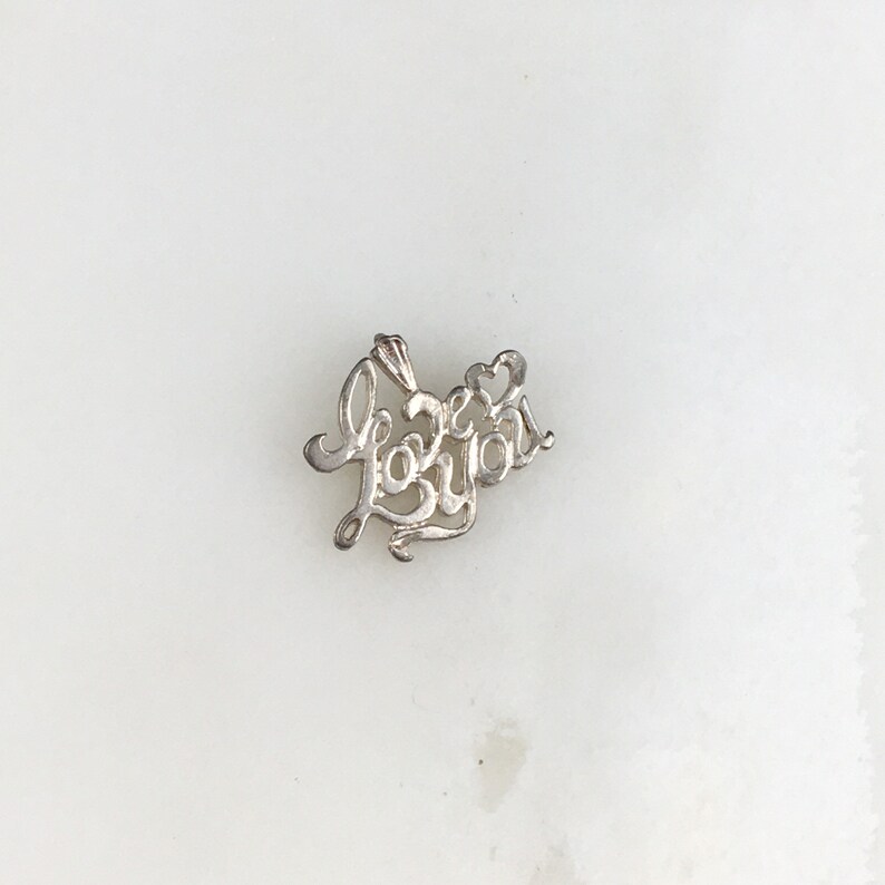 Vintage 925 Sterling Silver I Love You Pendant Necklace