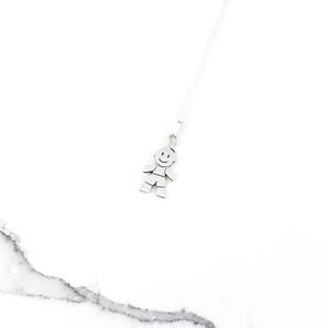 Vintage 925 Sterling Silver Boy Charm Pendant Necklace
