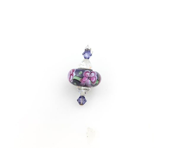 Vintage 925 Sterling Silver Purple Flower Charm P… - image 1
