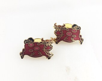 Boucles D’oreilles Longues Pendantes émail Cloisonné – Vintage, Percées, Style Fantaisie