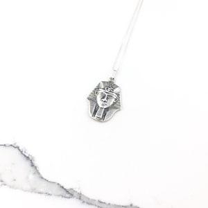 Vintage 925 Sterling Silver Modernist Egypt Egyptian Pharaoh King Tut Pendant Necklace