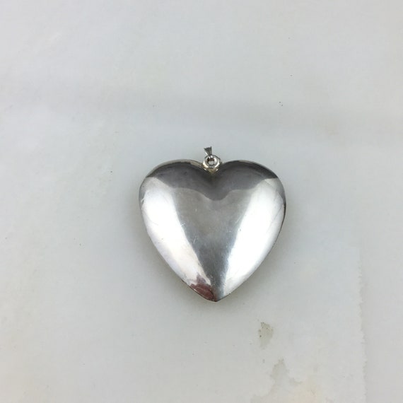 Vintage 925 Sterling Silver Puffy Heart Hollow Pe… - image 3