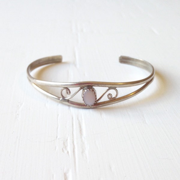Vintage Sterling Mother of Pearl Cuff