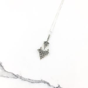 Vintage 925 Sterling Silver Deco Marcasite Pendant Necklace