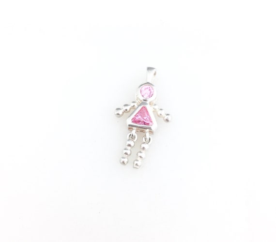 Vintage 925 Sterling Silver Pink Tourmaline Glass… - image 1