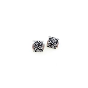 Vintage 925 Sterling Silver Deco Filigree Stud Earrings