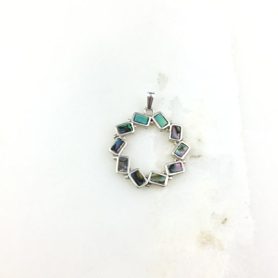 Vintage 925 Sterling Silver Mexico Abalone Modern… - image 2