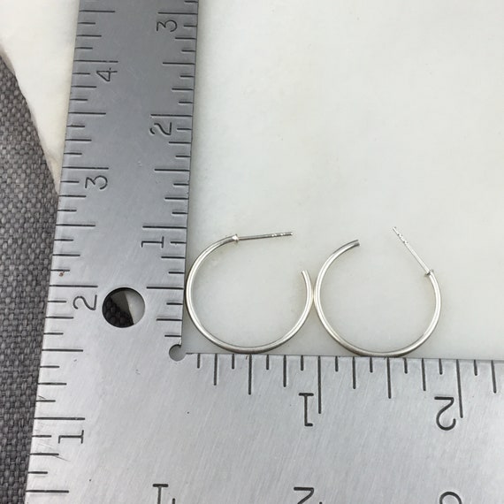 Vintage 925 Sterling Silver Minimal Hoop Earrings - image 2