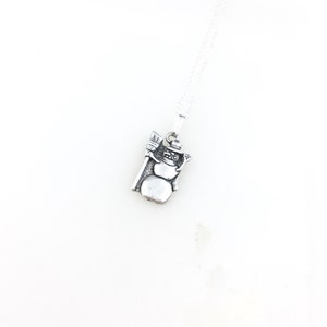 Vintage 925 Sterling Silber Schneemann Winter Weihnachten Charm Anhänger Halskette