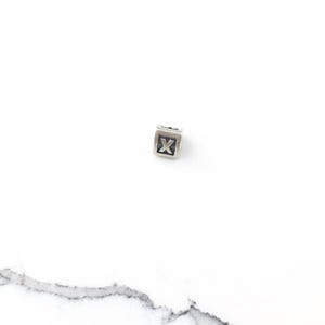 Vintage 925 Sterling Silver Pandora Initial Letter X European Bead Slide Charm