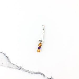 Vintage 925 Sterling Silver Purple Amethyst Orange Gemstone Southwest Blossom Pendant Necklace