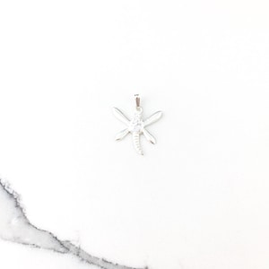 Vintage 925 Sterling Silver Dragonfly CZ Diamond Glass Charm Pendant Necklace